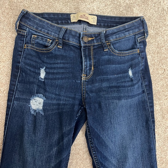 HOLLISTER SUPER SKINNY DARK WASH DISTRESSED JEANS SIZE 24L - Picture 2 of 12